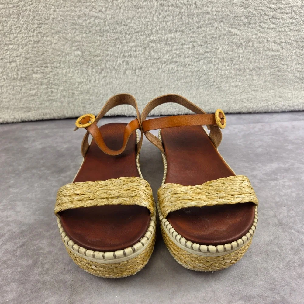 Torrid Womens Brown Raffia Braided Strappy Espadrille Platform Sandals Size 9